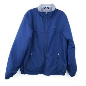 Eddie Bauer Full Zip Jacket Winter Coat Fleece Line Blue Men Size TL Tall Large